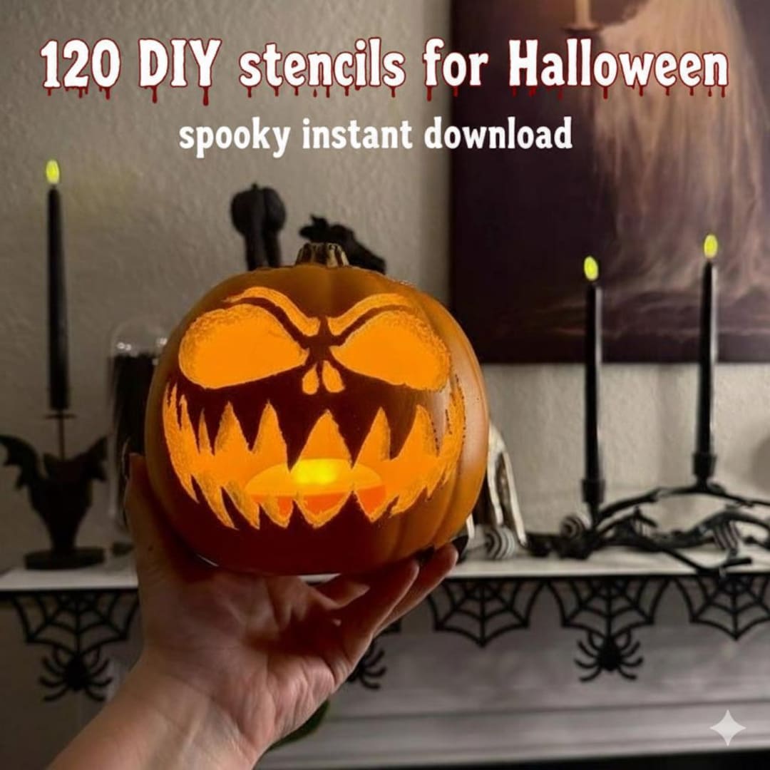 150 Halloween Pumpkin Carving Stencils Scary & Spooky Patterns Pdf ...