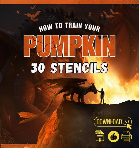 30 Halloween Dragon Pumpkin Carving Patterns Printable Stencils  Patterns pumpkin designs home décor diy bundle  (Digital Download PDF)