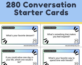 Conversation Starter, Icebreaker 280 Questions, ESL Cards, Table Talk, Team Building, Questions Answer Cards game truth and dare