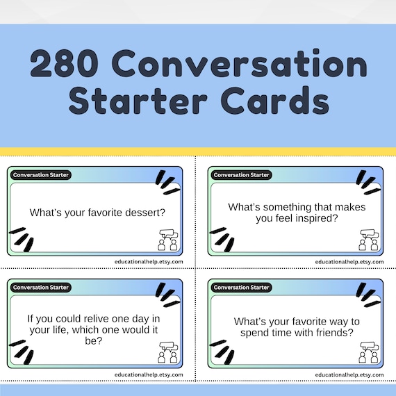 280 ESL Icebreaker Conversation Starter Cards | Printable Table Talk Activity for English Learners