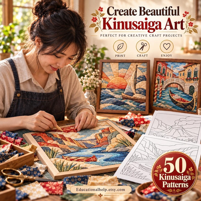 50 Kinusaiga Patterns Printable | No Sew Fabric Art Templates ...