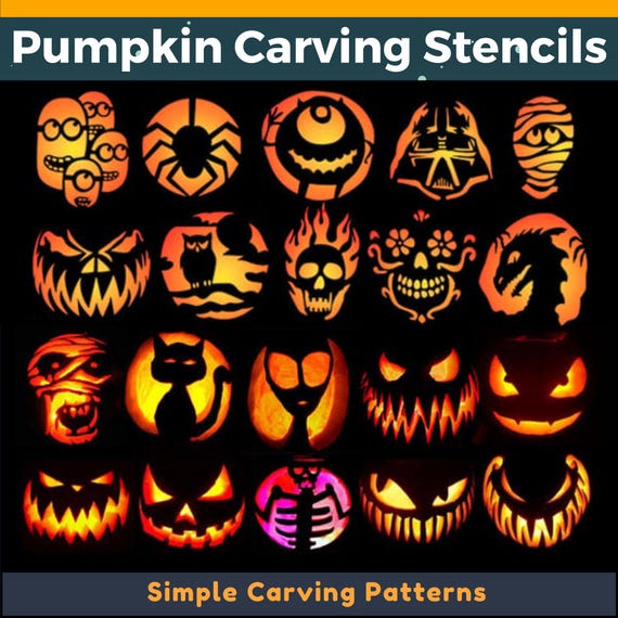 120 Halloween Pumpkin Carving Stencils Scary & Spooky Patterns pumpkin designs home décor diy bundle stencils (PDF)