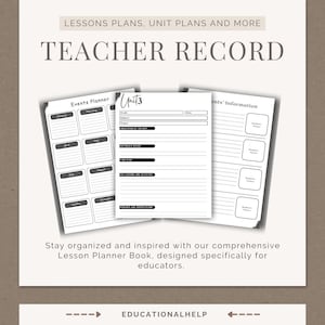 Libro de registro de lecciones, plan de unidad BUNDLE, Plan de lecciones, Cuaderno del maestro, notas del maestro eventos organizador calendario recordatorios de cumpleaños de los estudiantes