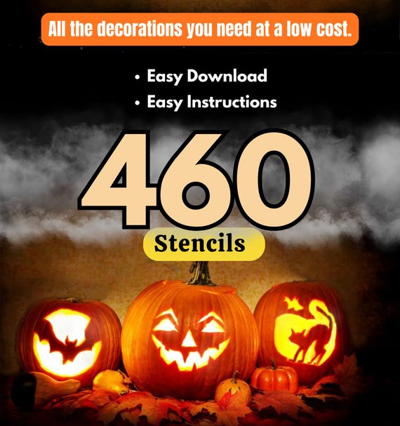 460 Halloween stencils - perfect easy diy decoration for Halloween - print at Home - decor - DIY-Bundle-(Digital Item)