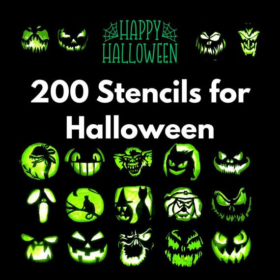 200 Halloween Pumpkin Carving Stencils Scary & Spooky Patterns pumpkin designs home décor diy bundle stencils  (Digital Download PDF)