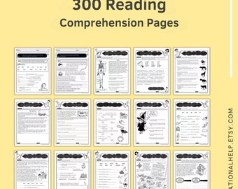 1st-9th Grade Printable Vocabulary and Reading Comprehension Passages for Homework, Reading Comprehension Pages 300 Practice Worksheets