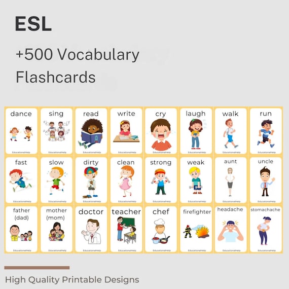 More than 500 ESL flashcards - Creative Vocabulary Cards for ESL teachers With Categories and Topics Teaching English as A foreign language