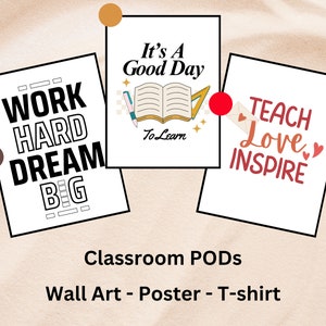 Imprimíveis de decoração escolar - 100 designs de arte de parede e camisetas - Hora da escola - Design de camiseta - Pôster - Arte de parede - Unissex - Casual - Moderno