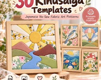 32 plantillas Kinusaiga imprimibles / Patrones de arte textil japonés sin costuras / Diseños de mosaicos textiles / Plantillas para cartón pluma DIY