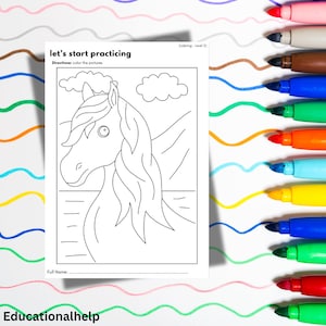 100 coloring and tracing pages / bundle color colour kindergarten workbook assignment creative activities