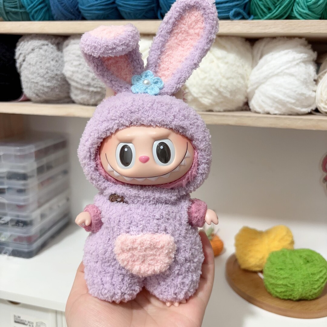 Crochê labubu roupas feitas à mão labubu outfit labubu hoodie boneca ...