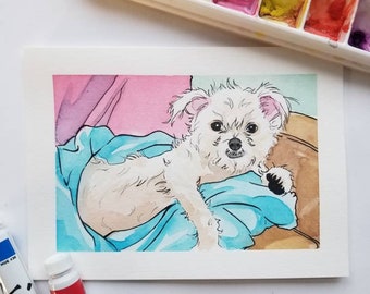 Custom Watercolor Pet Portrait - You choose the theme