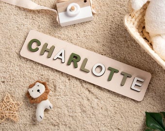 Personalized Wooden Name Puzzle, Montessori Toy for Baby, Baby 1st Birthday Gift, Baby Shower, Christmas Gift for Toddlers, Nursery Decor