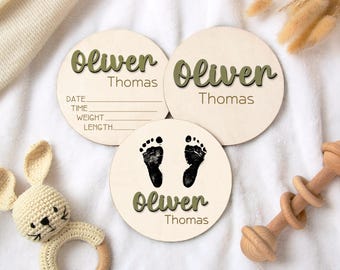 Custom Wood Baby Announcement Sign: Birth Stats, Name Reveal
