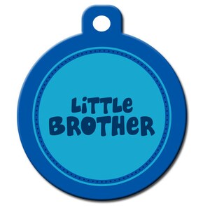 Jolie médaille d'identification personnalisée pour animal de compagnie - Little Brother - au recto, vos coordonnées au verso