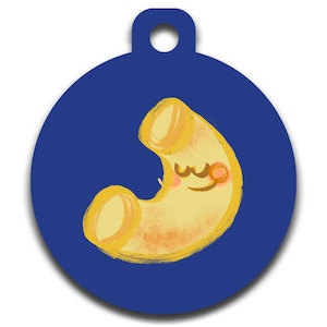 Cute Custom Pet ID Tag - Macaroni Noodle - on the front, your contact info on the back