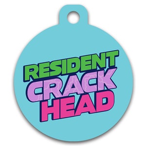 Médaille d'identité hilarante pour chien et chat - Tête de résident cassée - Coordonnées au dos - Couleurs à personnaliser