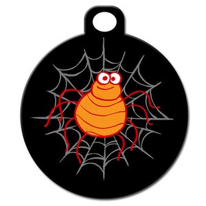 Cute Custom Pet ID Tag - Spider - on the front, your contact info on the back
