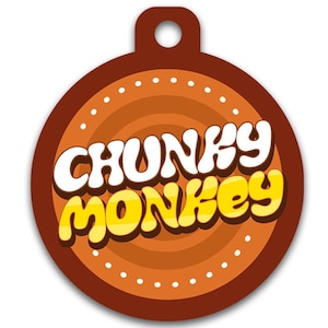 Médaille d'identification amusante pour chien et chat - gros singe - informations de contact au dos - couleurs à personnaliser