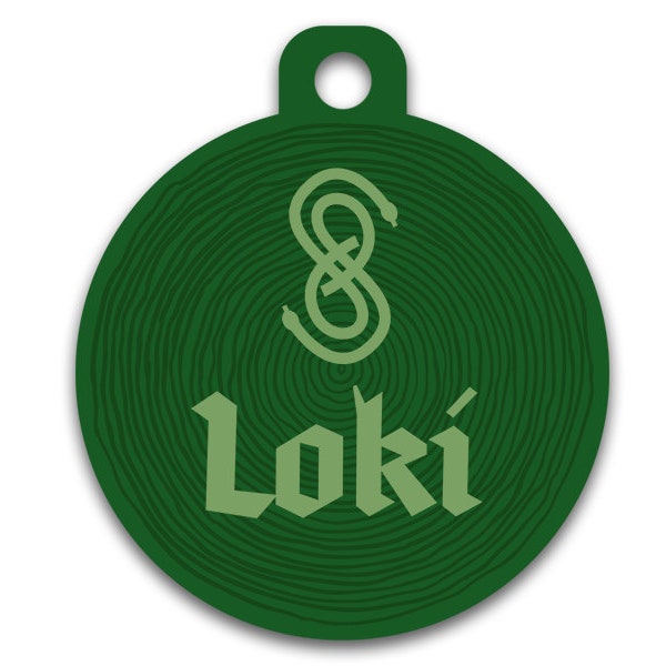 Cute Custom Pet ID Tag - Loki - on the front, your contact info on the back