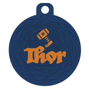 Cute Custom Pet ID Tag - Thor - on the front, your contact info on the back