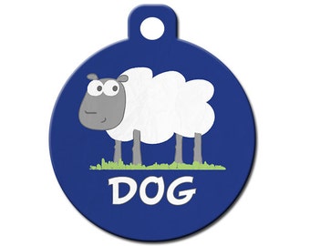 Cute Custom Pet ID Tag - Sheep Dog - on the front, your contact info on the back