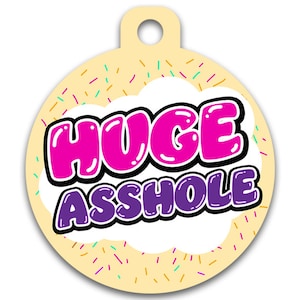 Médaille d'identité hilarante pour chien et chat - Énorme trou du cul - Coordonnées au dos - Couleurs à personnaliser