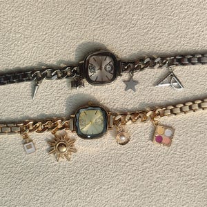 Stylish Charm Bracelet Watches – Y2K Charm Wristwatch - Gold & Silver