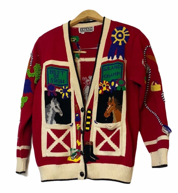 Vintage Berek Sweater Horse Equestrian S