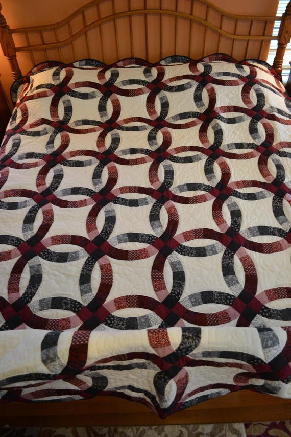 Handmade and Hand Quilted Amish Double Wedding Ring 106