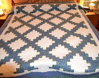 Handmade and Hand Quilted Amish Double Irish Chain 91" by 110"