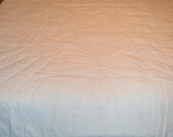 Amish solid white "Rose Bouquet" hand quilted Quilt, King 93" x 109"