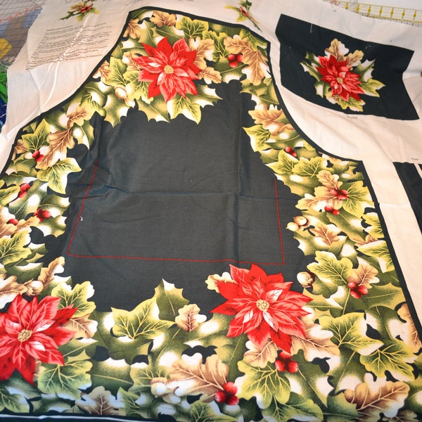 Christmas Poinsettia Apron Panel by David Textiles