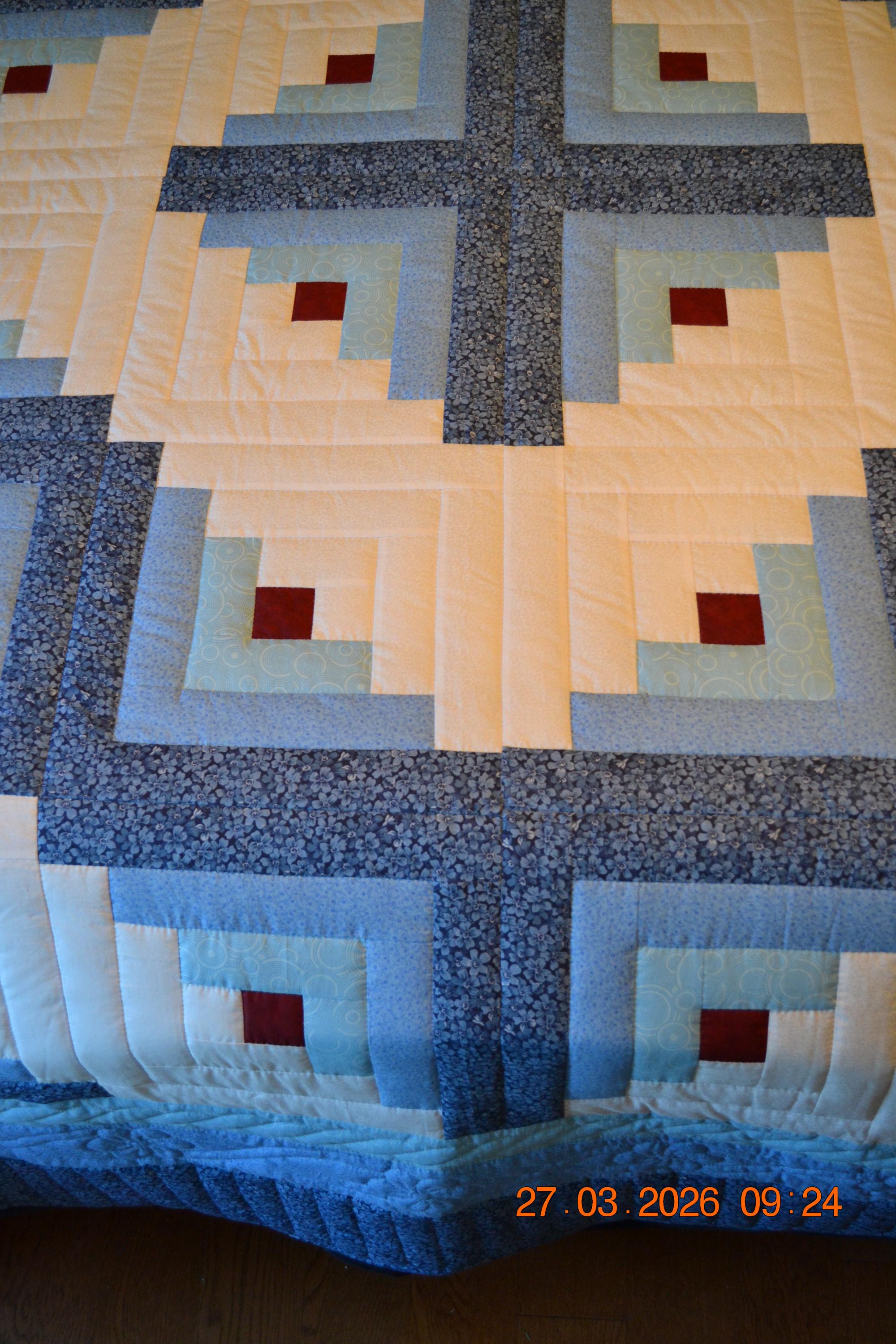Handmade and Hand Quilted Log Cabin Barn Raising Pattern 84" X 109" - Etsy