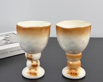 Taza de cerámica con diseño de gato siamés, taza de café pequeña