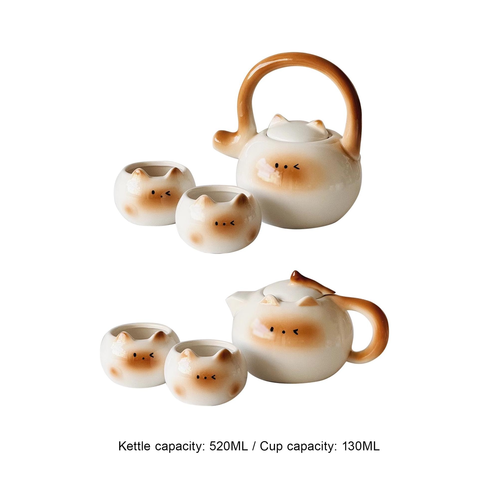 Siamese Cat Teapot Set: Ceramic Kettle & Teacups - Gift for Cat Lovers ...