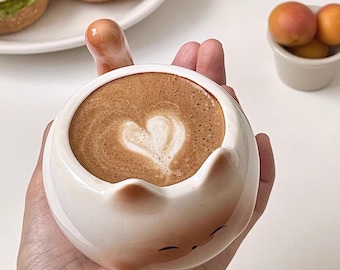 Taza de cerámica de gato siamés hecha a mano: regalo para amantes del café