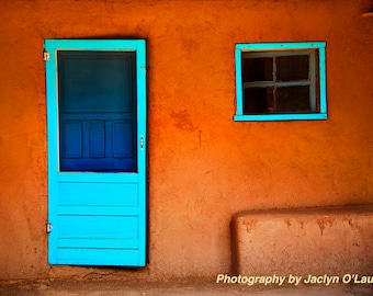 Rustic Turquoise Door - Taos, New Mexico - Pueblo - Road Trip Photograph