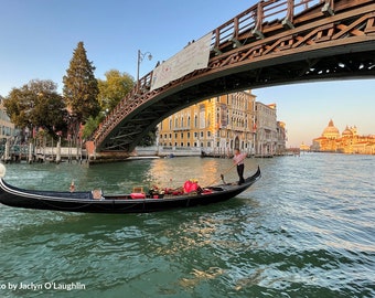 Venice, Italy - Sunset Picture - Gondola on the Grand Canal