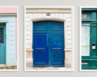 Paris Door Photography - Triptych of Famous Artists' Doors in Montmartre District in Paris - Three Door Pictures:  Renoir, Van Gogh, Picasso