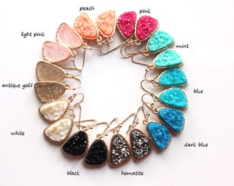 Druzy earrings - rich color - pick your color - SALE