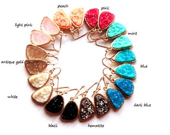 SALE * Druzy color earrings - rich color - pick your color