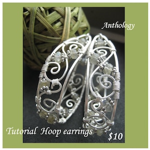 May include: Silver hoop earrings with a delicate wire design and clear gemstones. The earrings are handmade and have a unique, whimsical look. Tutorial Hoop earrings $10