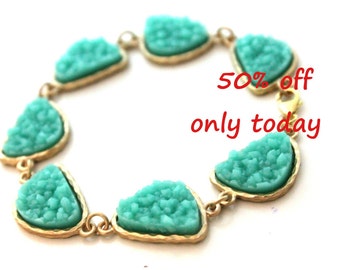 VENTA solo hoy ~ Pulsera Druzy de menta ligera