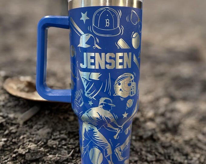 40oz Baseball Tumbler, Personalized Engraved Tumblers, Personalized Gifts, 40oz Tumblers, 30oz Tumbler, Lasered Cups