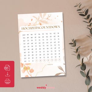 Wedding countdown 100 days, countdown wedding, wedding countdown template, digital file wedding, wedding planning, printable wedding