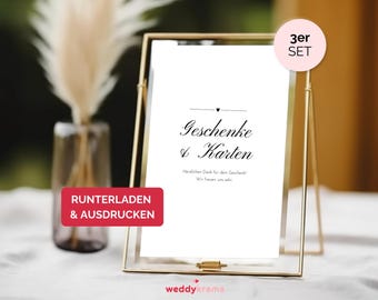Cartello da tavolo regalo, cartello per regali e cartoline, cartello per matrimonio, modello PDF per matrimonio, cartello per decorazione matrimonio, modello digitale per matrimonio