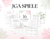 JGA Spiel Set, 16 JGA Spiele, Brautparty Spiele, Junggesellenabschied Spiele für Frauen, liebevolles Design, JGA Spiele Bundle, Mädelstrip
