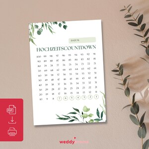 Wedding countdown 100 days, countdown wedding, wedding countdown template, digital file wedding, wedding planning, printable wedding