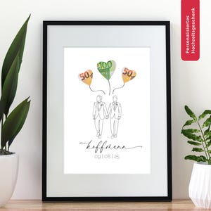 digital money gift wedding, wedding poster, personalized money gift, DIY gift for the bride and groom, wedding gift money